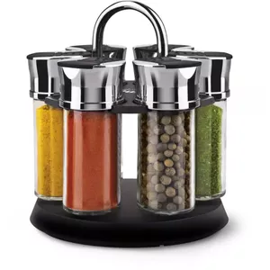 Garšvielu organizators LAMART LT7009 — stikls, nerūsējošais tērauds, plastmasa, 0.51 l, Ø 4 cm, H 93 mm, melns/caurspīdīgs