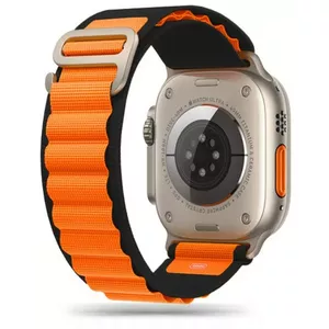 Неопреновый (нейлоновый) ремешок Tech-Protect для Apple Watch 42/44/45/49 мм — чёрно-оранжевый