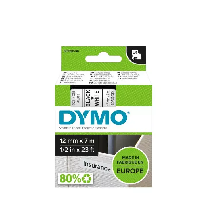 DYMO D1 Стандартная Этикетка Черная на Белом 12мм Photo 2