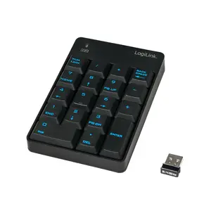 LogiLink ID0120 цифровая клавиатура универсальная радиочастотная мембранная черная с питанием от батарей