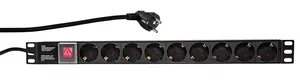 LogiLink PDU9C02 Power Distribution Unit with 9 AC Outlets 250V 16A 2m Cable Aluminum Housing Black