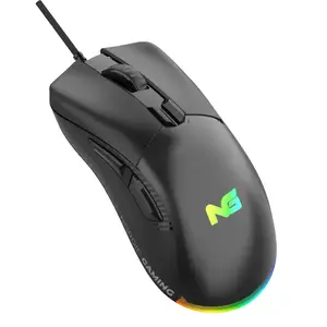 Nordic Stealth gaming mouse with 19000 DPI optical sensor, 8 programmable buttons, scroll wheel, black casing and multi-color illumination