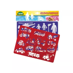 Simm Spielwaren Stencils Vehicles & People Daudzkrāsains Plastmasa Mākslas trafarets