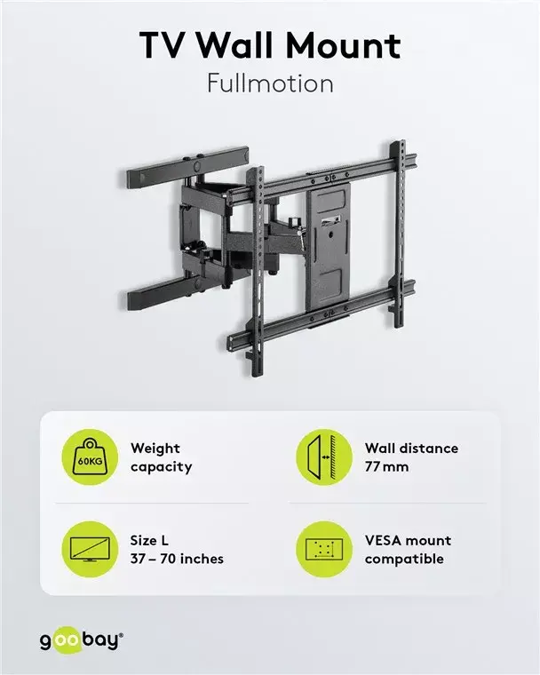 Goobay TV sienas stiprinājums Pro FULLMOTION (L) Photo 12