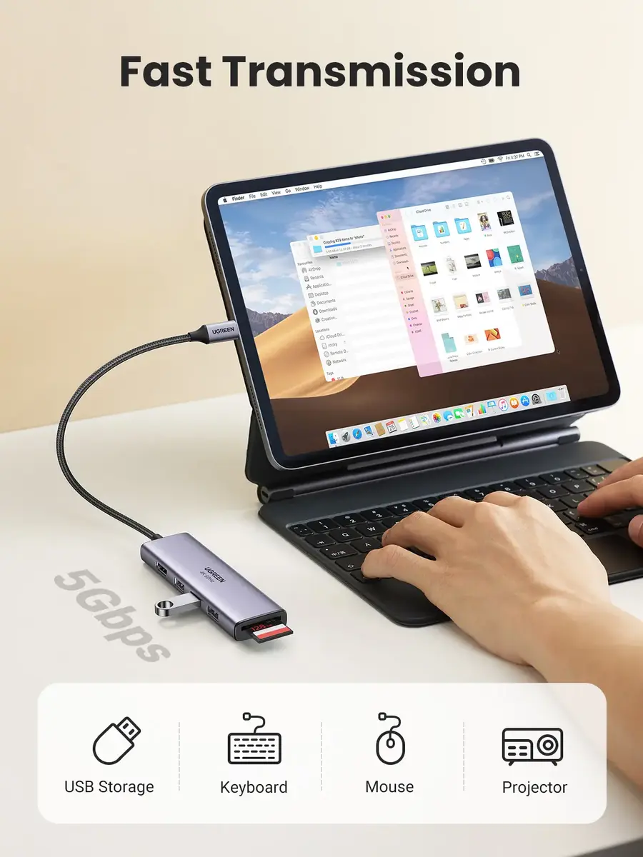 Адаптер Ugreen CM511 5-в-1 USB-C Hub Photo 4