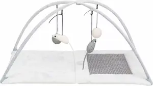 Cat scratching mat with hanging toy by Trixie model TX-43114, grey/light grey
