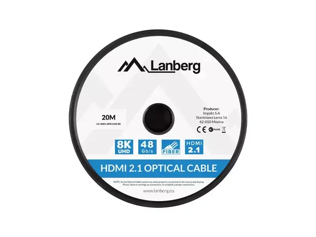 HDMI cable LANBERG CA-HDMI-30FB-0200-BK 20 m Photo 3