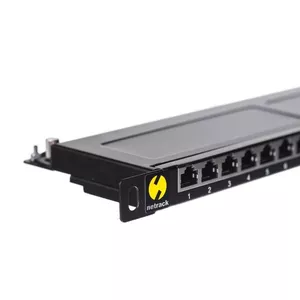 Patch panel NETRACK 104-12 — 24-port, 0.5U, Black, U/FTP (STP) Cat5e