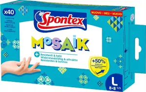 Vienspējas cimdi Spontex Mosaik — 40 gab., izmērs 8
