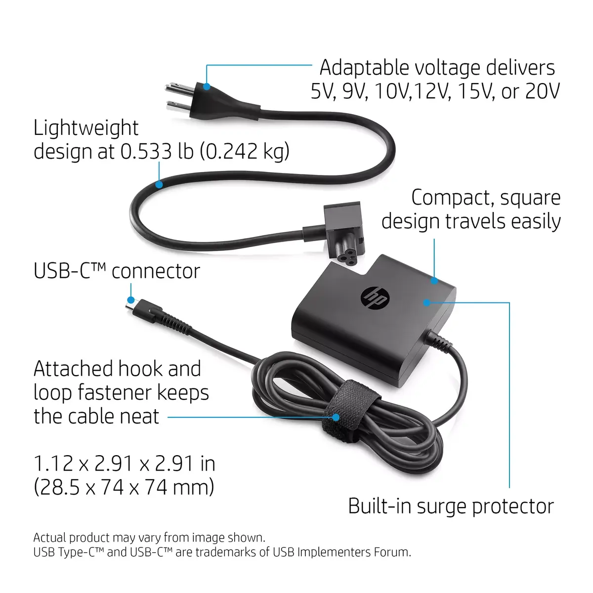 HP USB‑C адаптер питания 65 Вт Photo 3