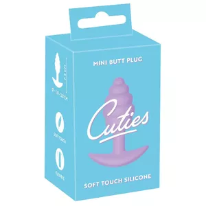 Anal plug Cuties Silicone Purple — mini silicone butt plug, length 7.5 cm, insertion 6.2 cm, Ø 2.8 cm