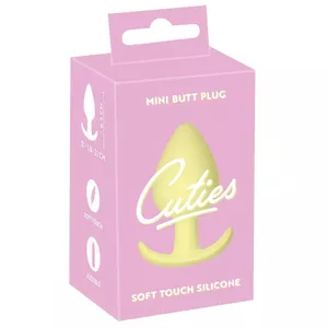 Anal plug Cuties Silicone Yellow — mini silicone butt plug, length 6.5 cm, insertion 6 cm, Ø 3.1 cm