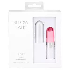Mini silikona vibrators Pillow Talk Lusty Pink — lūpu krāsas dizains, USB uzlāde, 9,4 cm, vairāki režīmi