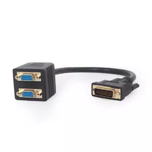 Видео-переходник GEMBIRD DVI-I → 2×VGA (D-Sub), 0,3 м, чёрный
