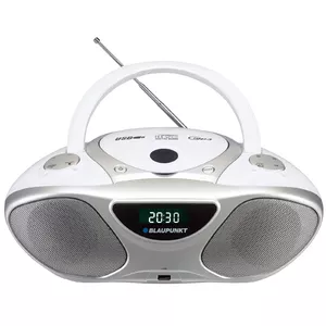 CD recorder BLAUPUNKT BB14WH — CD recorder with MP3 playback, USB, LCD, clock, 2x1 W speakers, silver/white