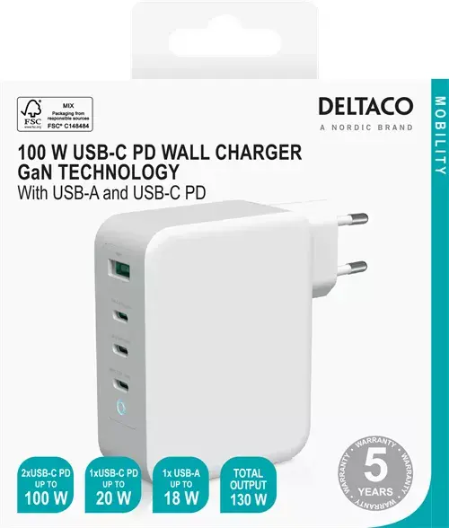Iekštelpu lādētājs Deltaco USBC-GAN04 Photo 3