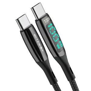 Кабель USB-C - USB-C BlitzWolf BW-TC23, с дисплеем, 100 Вт, 0,9 м (черный)