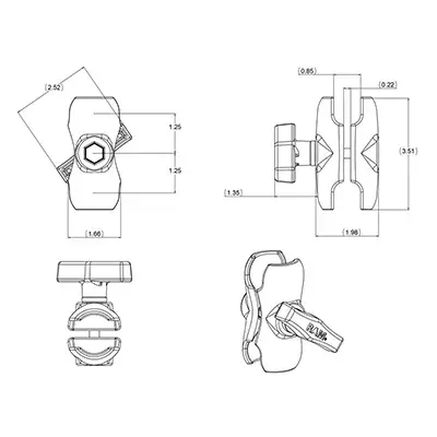 Двойная рука RAM Mounts RAM-201U-B Photo 3