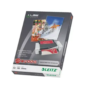 Pouch laminator pouches LEITZ iLAM UDT 222×309 mm glossy transparent, EVA/PET, pack of 100