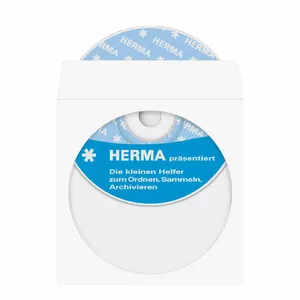Aploksne HERMA CD/DVD kabatas no papīra baltas ar līmējošo punktu 100 gab