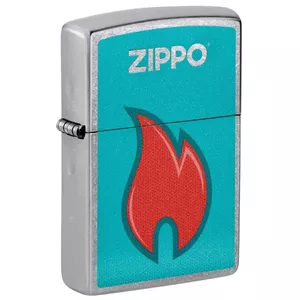 Windproof Metal Lighter Zippo 48495 — Flame Design, Refillable, Pocket Size