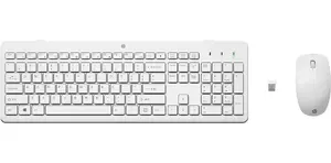 Klaviatūras un peles komplekts HP 230 — pilna izmēra membrānas klaviatūra, RF bezvadu, balts