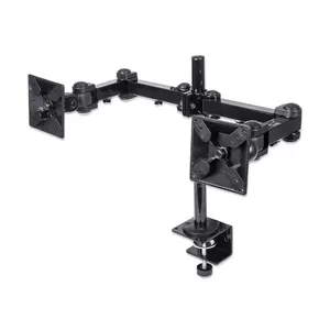Manhattan TV & Monitor Mount Desk Full Motion 2 screens 10-27 Black Clamp Assembly VESA 75x75 to 100x100mm Max 6kg