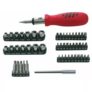 Screwdriver set MEGA 10055 1/4" reversible, 52 pcs with bits