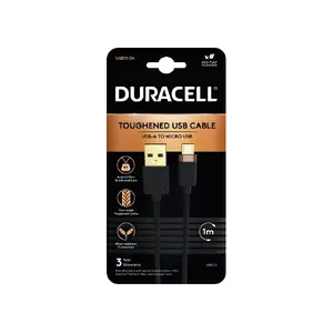 Duracell USB7013A USB-A to Micro USB Braided Cable, 1m, Black