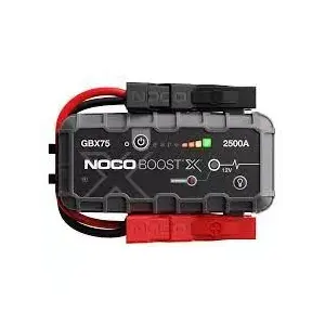 Jump starter NOCO GBX75 — portable 2500 A Li‑Ion booster, 74 Wh, USB‑C 60 W, IP65, for petrol up to 8.5 L and diesel up to 6.5 L