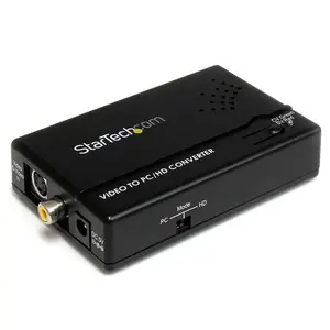 StarTech.com Composite and S-Video to VGA Video Scan Converter VID2VGATV2 Active Video Converter Black Plastic 1600 x 1200 Pixels