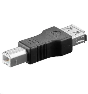 MicroConnect USBAFB Cable Gender Changer with USB B Male and USB A Female Connectors in Black