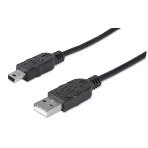 USB-A to Mini-USB Cable Manhattan 1.8m Male to Male Black