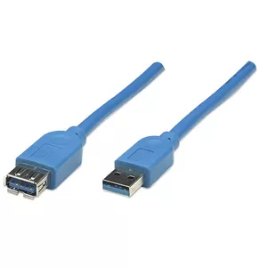 USB-A uz USB-A pagarināšanas kabelis Manhattan 2m Vīriešu uz Sieviešu Zils