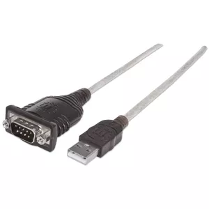 Manhattan 205153 seriālais kabelis Melns, Caurspīdīgs 0,45 m USB A Serial/COM/RS232/DB9