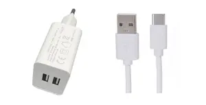 MicroConnect Indoor Smartphone Charger White AC Powered with Dual USB-A Ports
