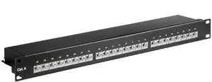 MicroConnect PP-014 Cat6 Patch Panel with 24 Ports, 1U Rack Mount, Black