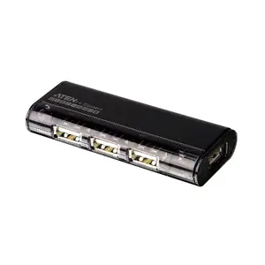 USB 2.0 4 porta koncentrators ATEN UH284Q9Z — magnētisks, Mini-B host, melns, 34×83×14.7 mm