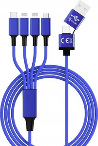 Nylon charging cable Smrter Hydra ELITE 6in1 Lightning Blue, multi-connector, braided 6-in-1