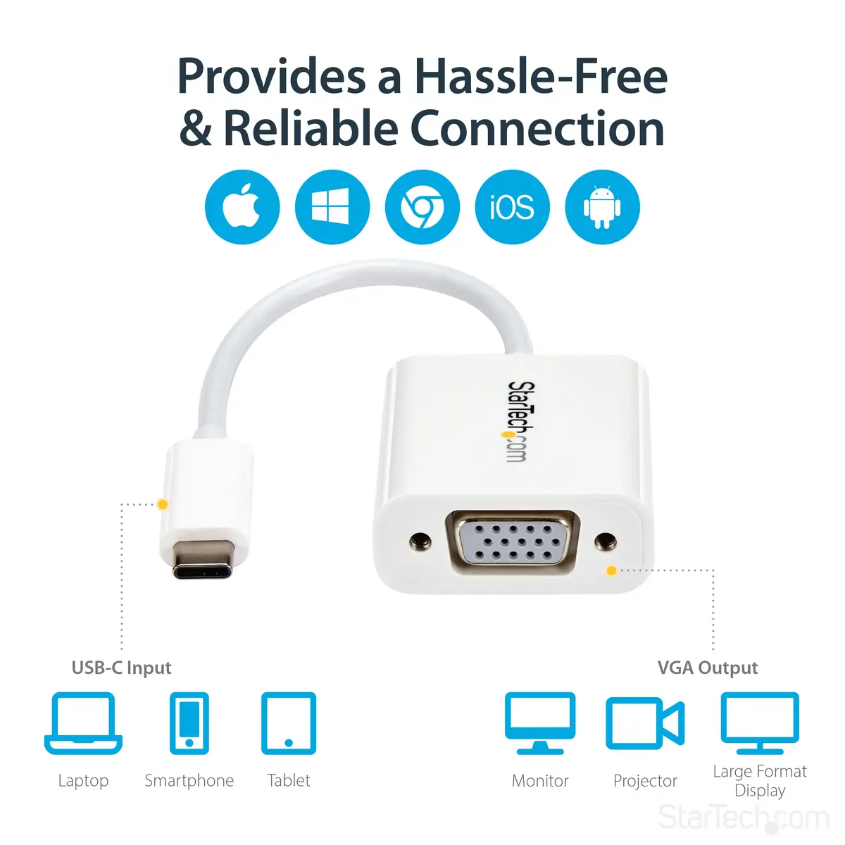 Адаптер StarTech.com USB-C в VGA CDP2VGAW Белый Photo 6