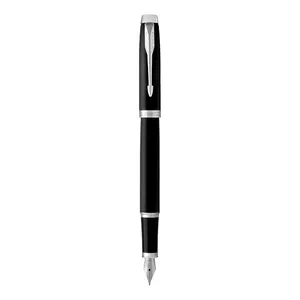 Fountain pen Parker 2143637 — black, stainless steel body, blue ink, length 119 mm, weight 24 g