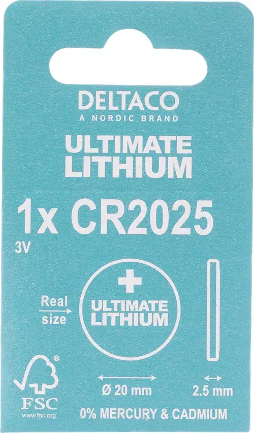 Vienreizējā baterija Deltaco ULT-CR2025-1P Photo 2