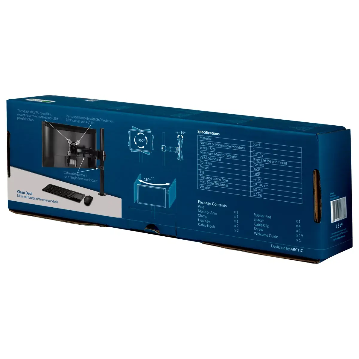 Galda stiprinājums monitoram Arctic Z1 Basic Photo 9