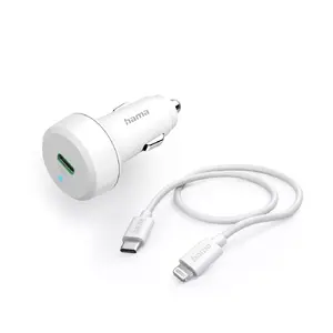 Car charger HAMA 00201611 for Smartphone and Tablet, 12–24V input, 12V output, 20W, 1m cable, white