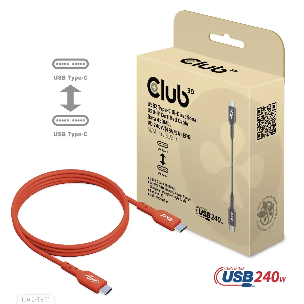 USB2 Type-C кабель CLUB3D CAC-1511 Photo 5
