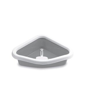 Туалет для кошек Stefanplast Sprint Corner 56x40x14 см бело‑серый — угловой лоток