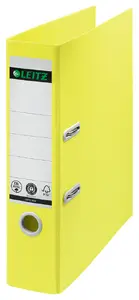 LEITZ 180° Recycle Lever Arch File A4 Yellow 80 mm spine width round ring document storage folder