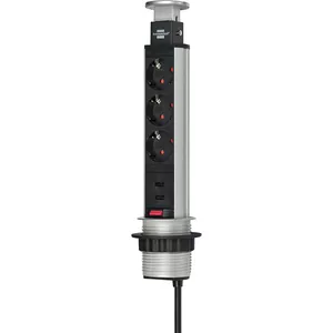 Power Extension Brennenstuhl 1396200013 2m 3 AC Outlets Indoor Aluminium Black