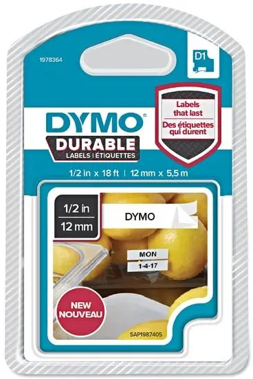 Etiķešu lente DYMO D1 Durable Melna