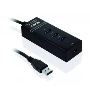 USB 3.2 Gen 1 Type-A 4-port hub IBOX IUH3FB, 5000 Mbit/s, black, 0.5 m cable